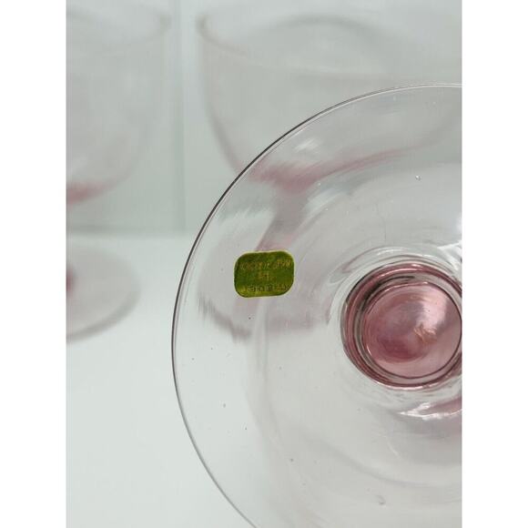 6 Vintage Blush Pink Depression Glass Champagne Sundae Sherbet Coupe Made Mexico - Picture 2 of 9